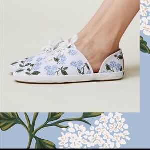 Keds x Rifle Paper Co Floral D'Orsay Sneakers Blue Hydrangea Size 7.5